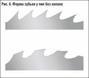 форма заточки зубцов монолитных дисков: вверху - прямая, внизу - изогнутая